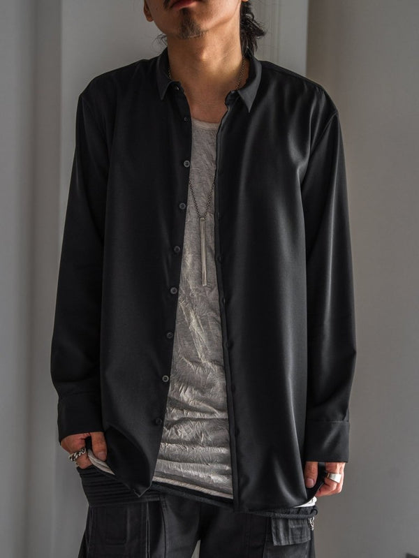 Super100's Button - front Shirt【black】 - PRY