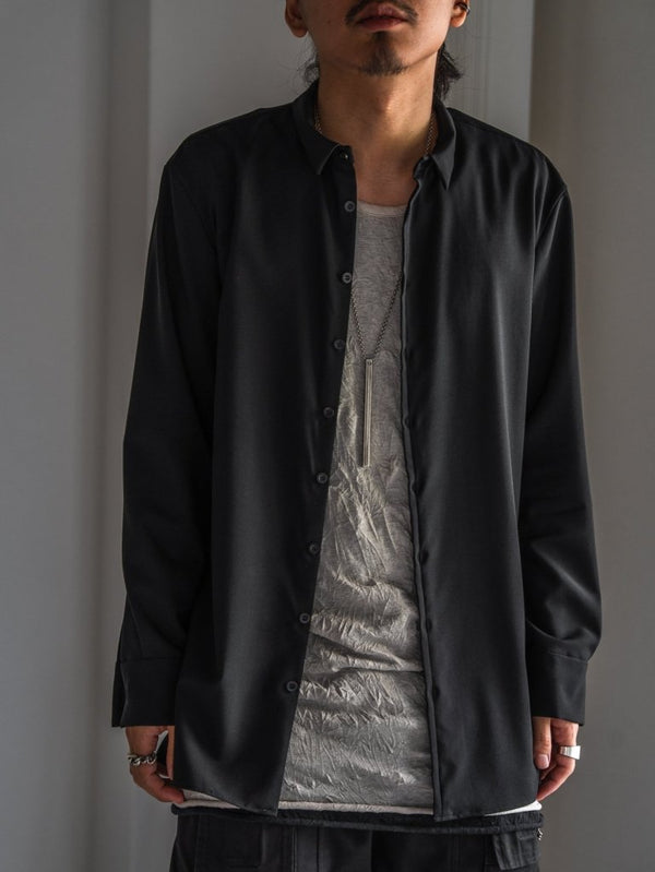 Super100's Button - front Shirt【black】 - PRY