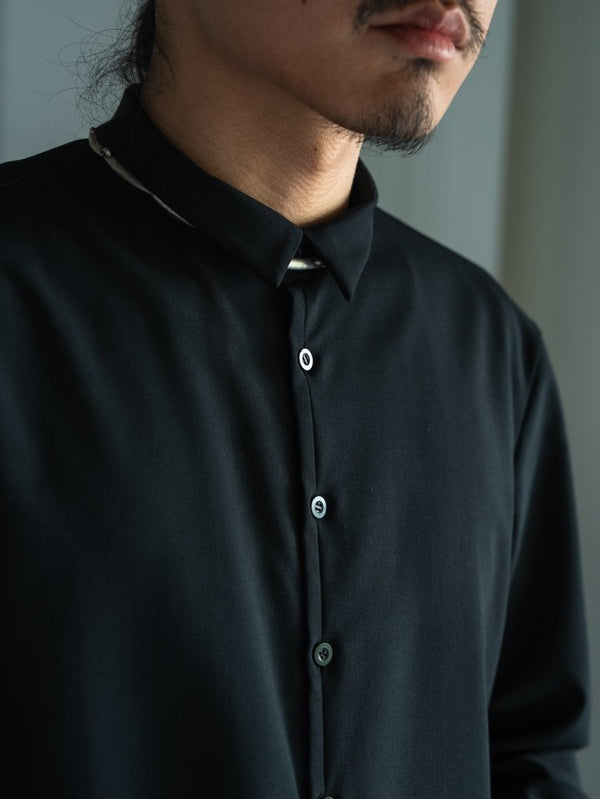 Super100's Button - front Shirt【black】 - PRY