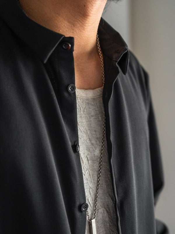 Super100's Button - front Shirt【black】 - PRY