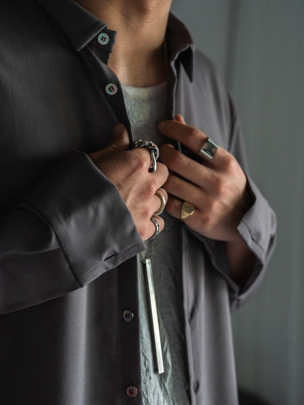 Super100's Button - front Shirt【taupe】 - PRY