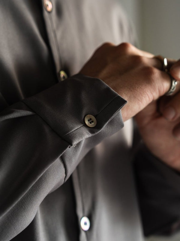 Super100's Button - front Shirt【taupe】 - PRY