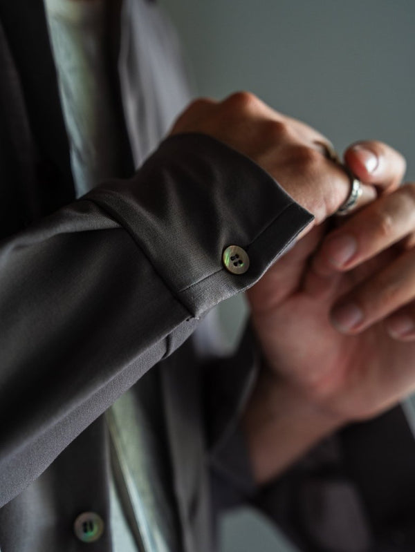 Super100's Button - front Shirt【taupe】 - PRY