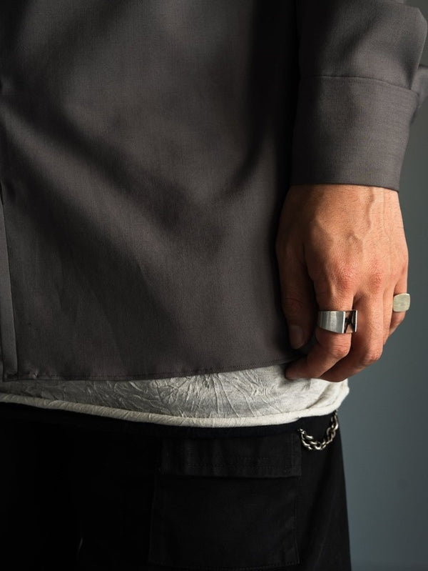 Super100's Button - front Shirt【taupe】 - PRY