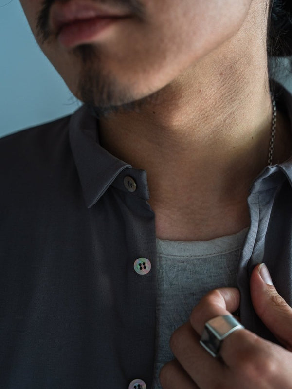 Super100's Button - front Shirt【taupe】 - PRY