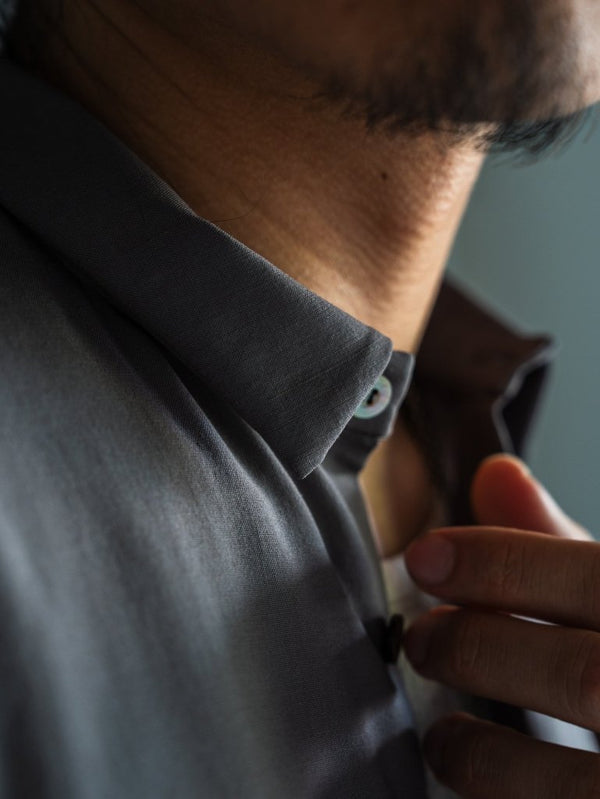 Super100's Button - front Shirt【taupe】 - PRY