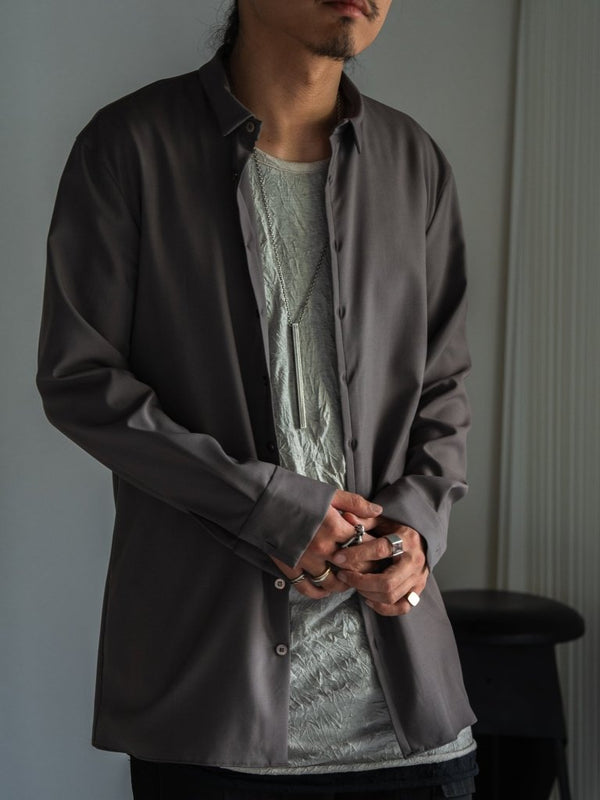 Super100's Button - front Shirt【taupe】 - PRY