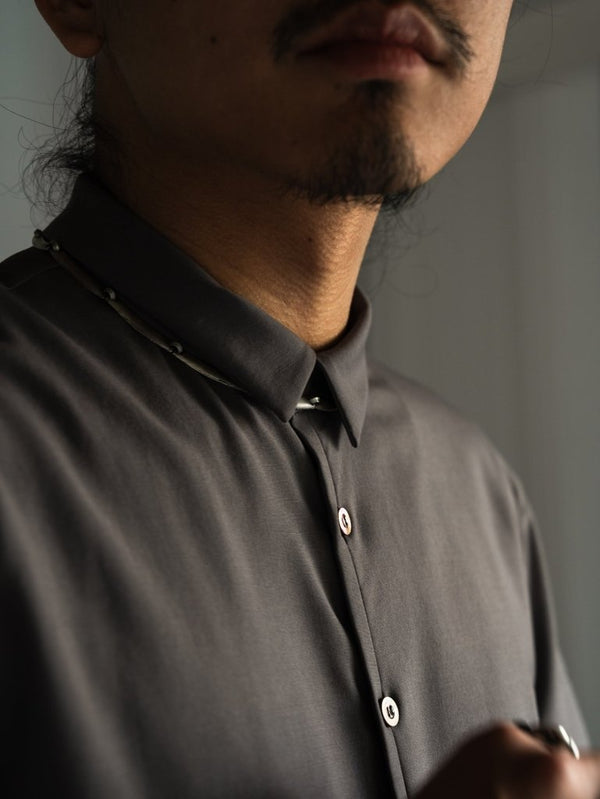 Super100's Button - front Shirt【taupe】 - PRY
