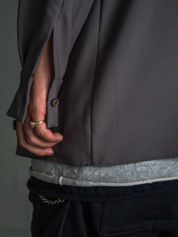 Super100's Button - front Shirt【taupe】 - PRY