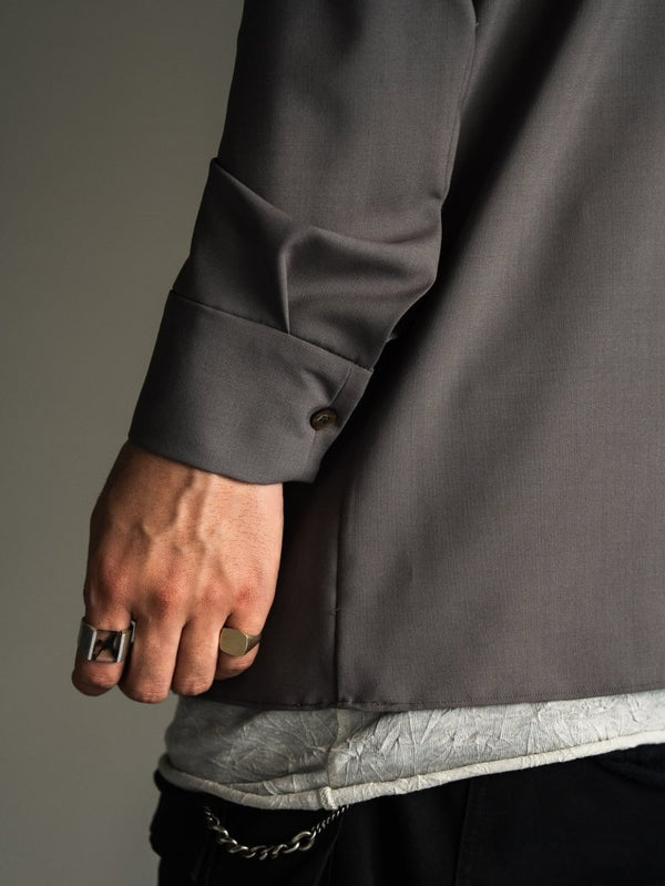 Super100's Button - front Shirt【taupe】 - PRY