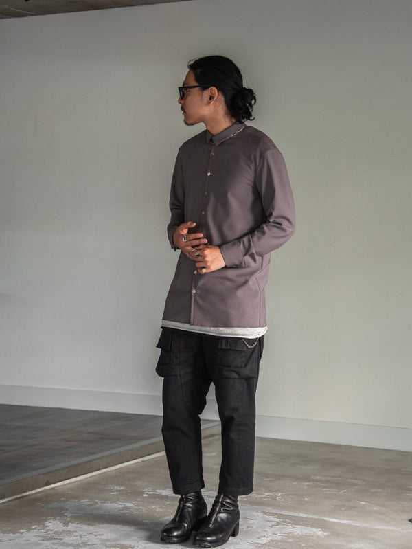 Super100's Button - front Shirt【taupe】 - PRY