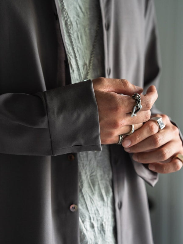 Super100's Button - front Shirt【taupe】 - PRY