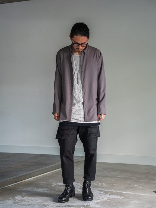 Super100's Button - front Shirt【taupe】 - PRY