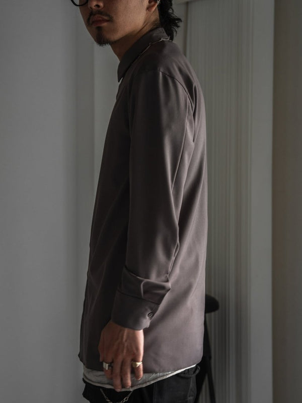 Super100's Button - front Shirt【taupe】 - PRY