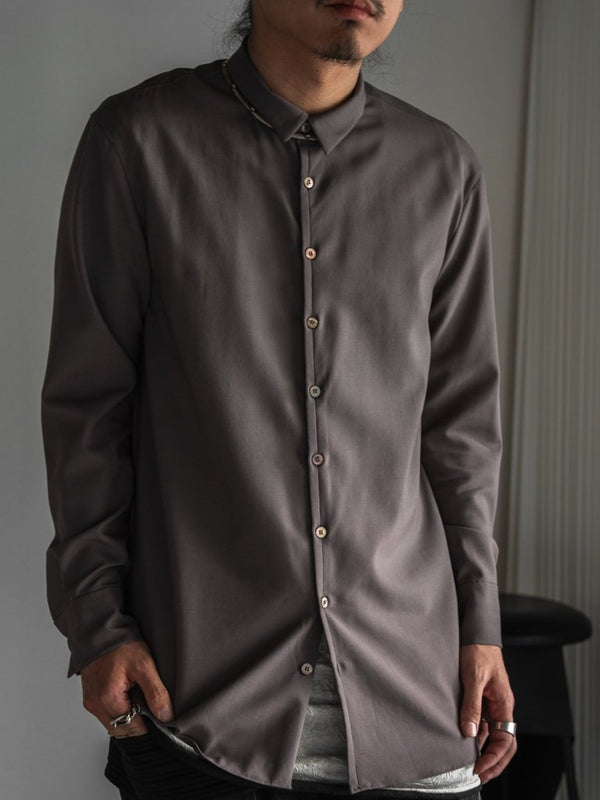 Super100's Button - front Shirt【taupe】 - PRY