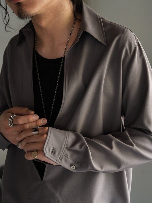 Super100's Vareuse Shirt【taupe】 - PRY