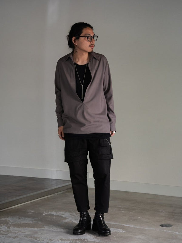 Super100's Vareuse Shirt【taupe】 - PRY