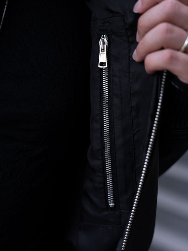 Tailored Leather Bomber Jacket (B-15 MOD.)【Black】 - PRY