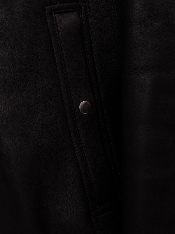 Tailored Leather Bomber Jacket (B-15 MOD.)【Black】 - PRY