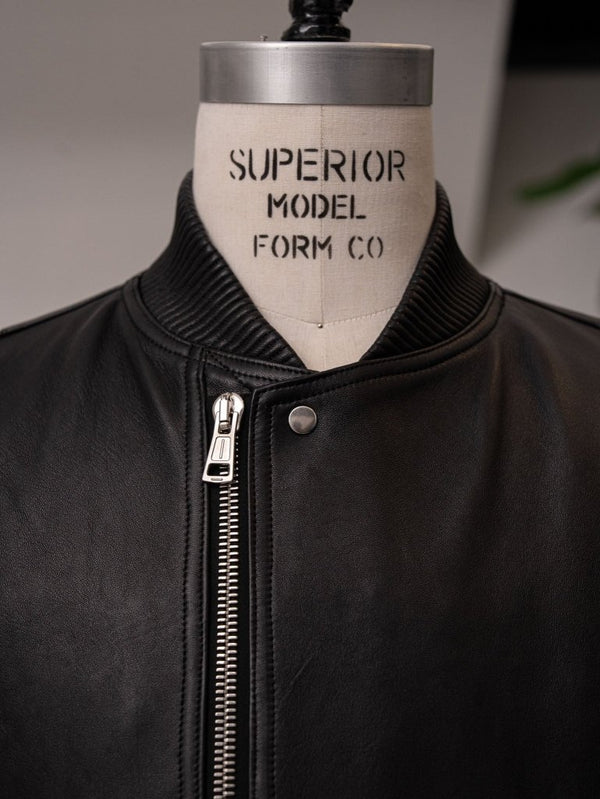 Tailored Leather Bomber Jacket (B-15 MOD.)【Black】 - PRY