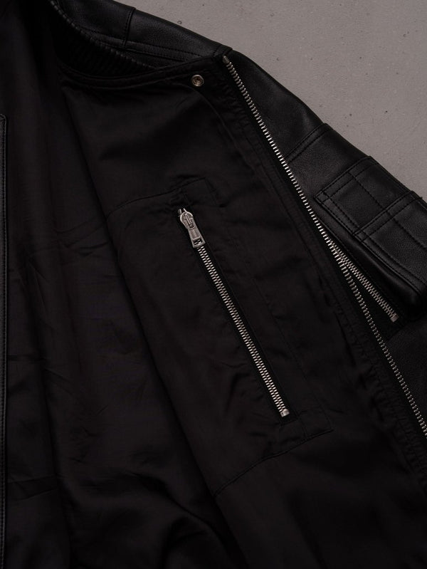 Tailored Leather Bomber Jacket (B-15 MOD.)【Black】 - PRY