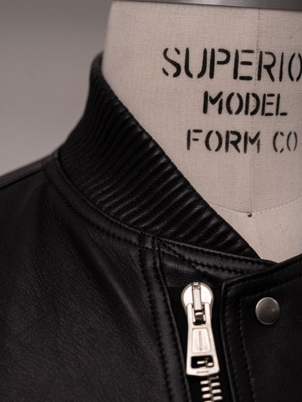 Tailored Leather Bomber Jacket (B-15 MOD.)【Black】 - PRY
