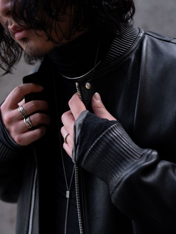 Tailored Leather Bomber Jacket (B-15 MOD.)【Black】 - PRY