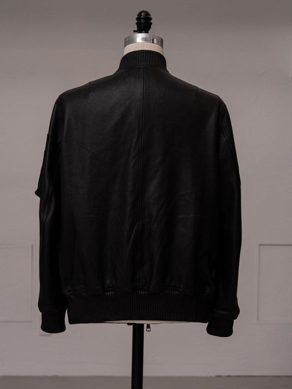 Tailored Leather Bomber Jacket (B-15 MOD.)【Black】 - PRY
