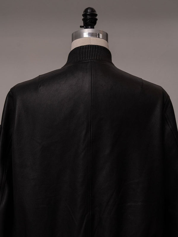 Tailored Leather Bomber Jacket (B-15 MOD.)【Black】 - PRY