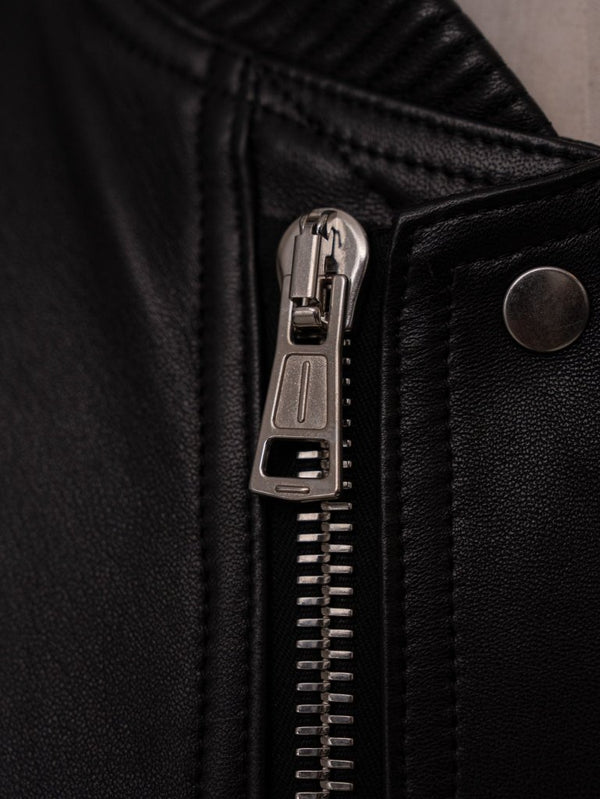 Tailored Leather Bomber Jacket (B-15 MOD.)【Black】 - PRY
