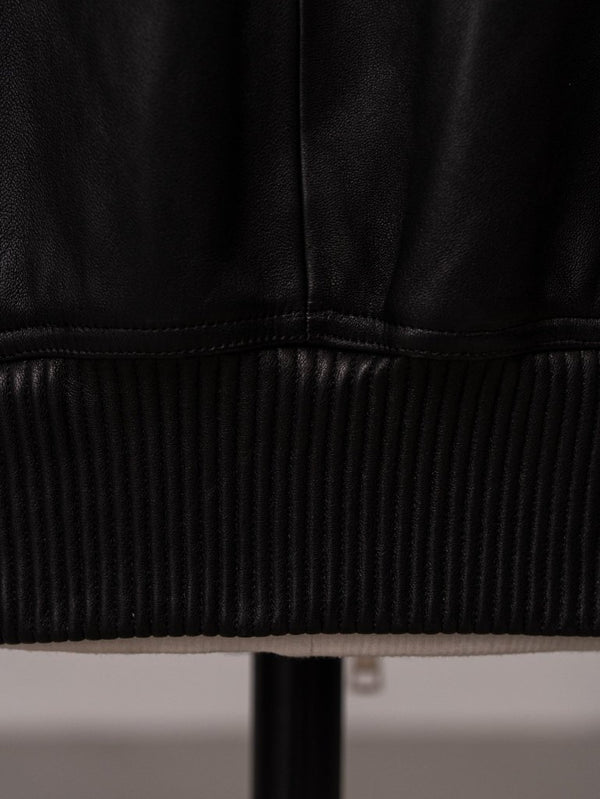 Tailored Leather Bomber Jacket (B-15 MOD.)【Black】 - PRY