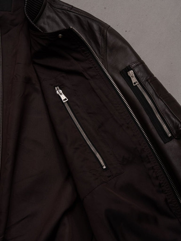 Tailored Leather Bomber Jacket (B-15 MOD.)【Cigar brown】 - PRY
