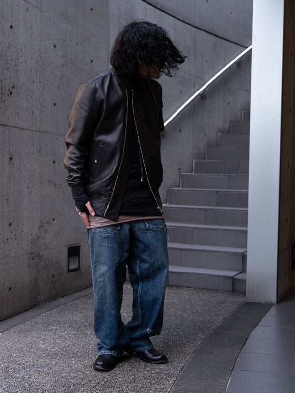 Tailored Leather Bomber Jacket (B-15 MOD.)【Cigar brown】 - PRY