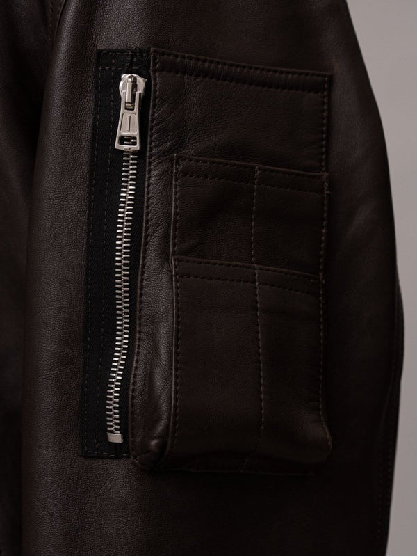 Tailored Leather Bomber Jacket (B-15 MOD.)【Cigar brown】 - PRY