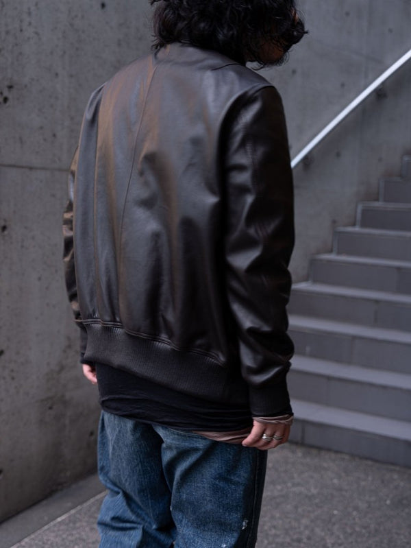 Tailored Leather Bomber Jacket (B-15 MOD.)【Cigar brown】 - PRY