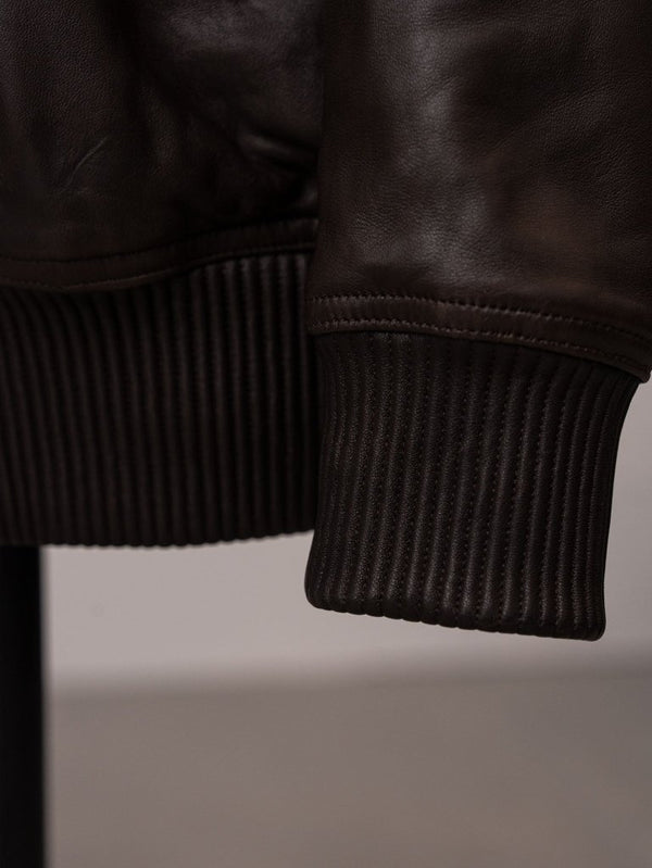 Tailored Leather Bomber Jacket (B-15 MOD.)【Cigar brown】 - PRY