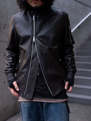 Tailored Leather Bomber Jacket (B-15 MOD.)【Cigar brown】 - PRY