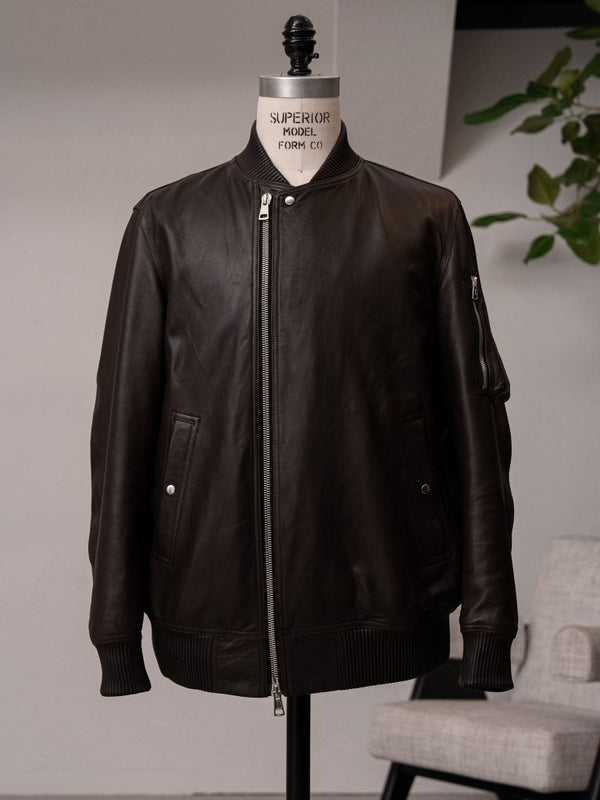 Tailored Leather Bomber Jacket (B-15 MOD.)【Cigar brown】 - PRY