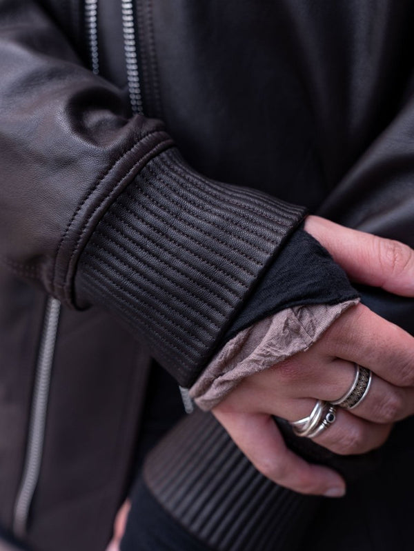 Tailored Leather Bomber Jacket (B-15 MOD.)【Cigar brown】 - PRY