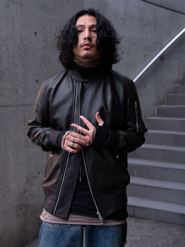 Tailored Leather Bomber Jacket (B-15 MOD.)【Cigar brown】 - PRY