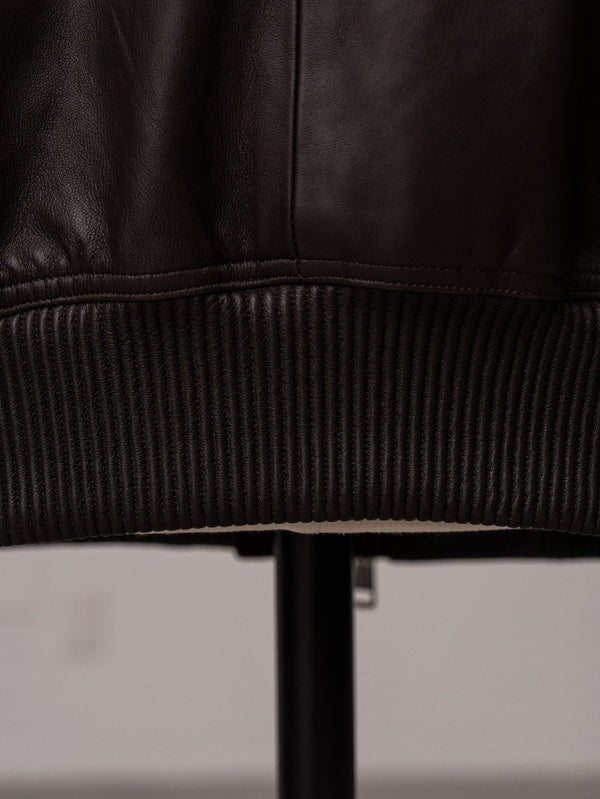 Tailored Leather Bomber Jacket (B-15 MOD.)【Cigar brown】 - PRY