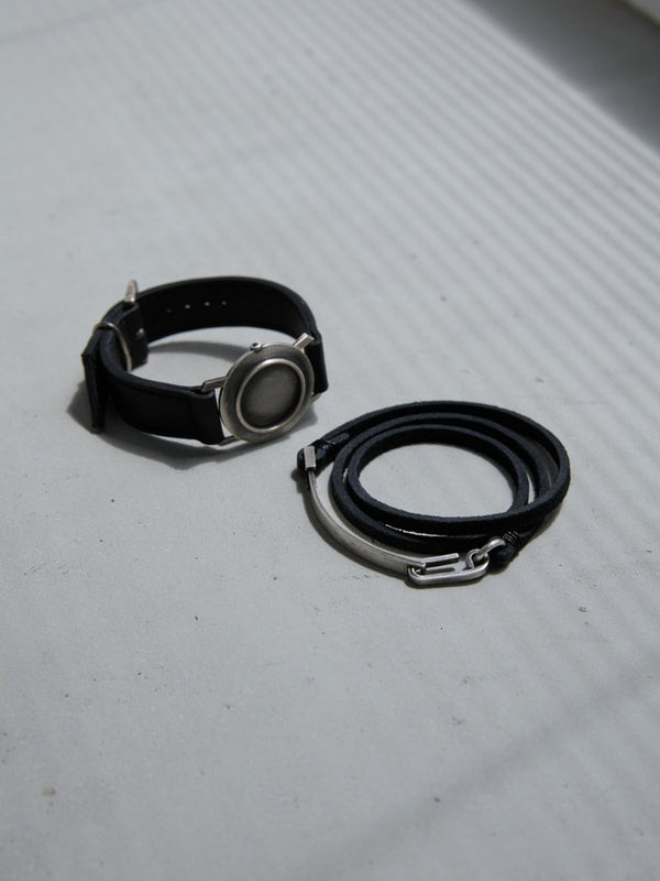 Timeless Leather Watch Bracelet [Black Diamond +Silver925] - PRY