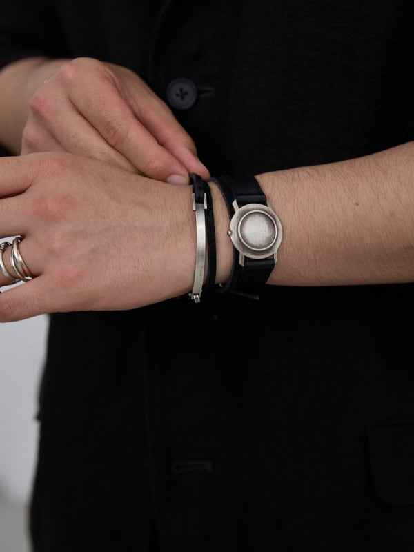 Timeless Leather Watch Bracelet [Black Diamond +Silver925] - PRY