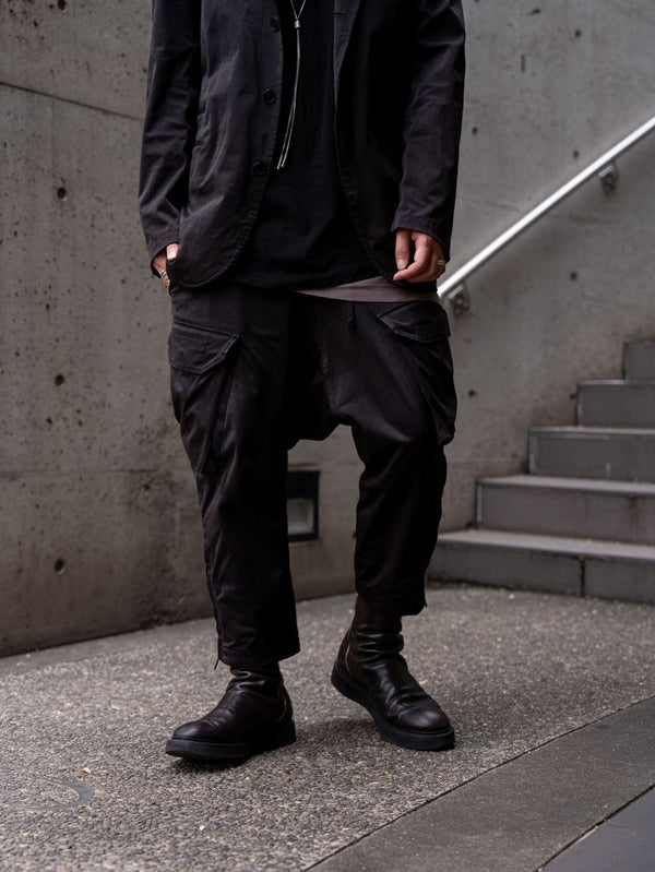 Velvet Suede Sarouel Crop Pants [BLACK] - PRY