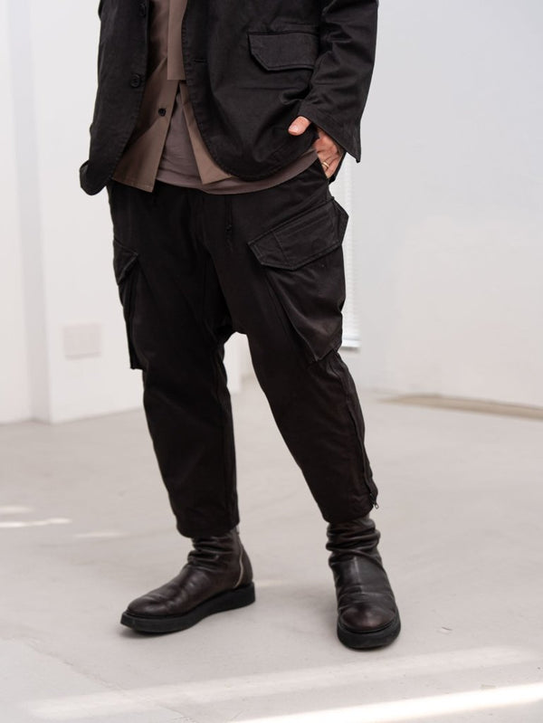 Velvet Suede Sarouel Crop Pants [BLACK] - PRY