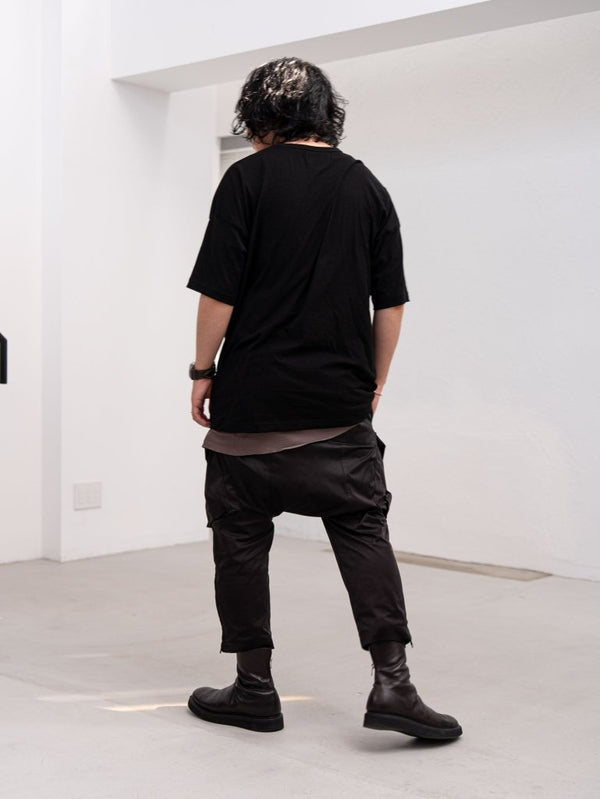 Velvet Suede Sarouel Crop Pants [BLACK] - PRY