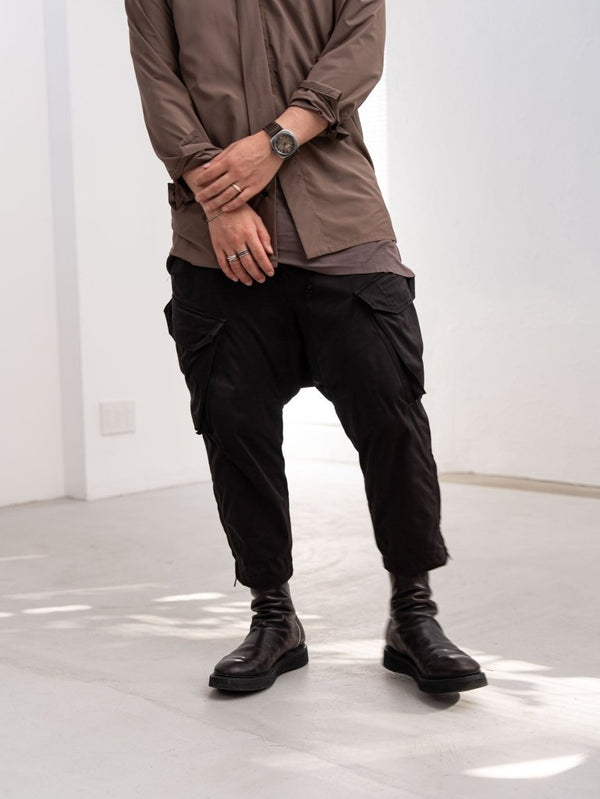 Velvet Suede Sarouel Crop Pants [BLACK] - PRY