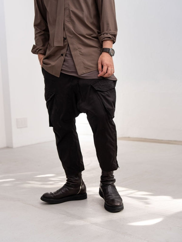 Velvet Suede Sarouel Crop Pants [BLACK] - PRY
