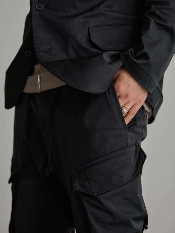 Velvet Suede Sarouel Crop Pants [BLACK] - PRY