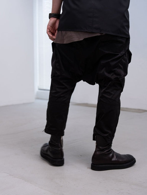 Velvet Suede Sarouel Crop Pants [BLACK] - PRY